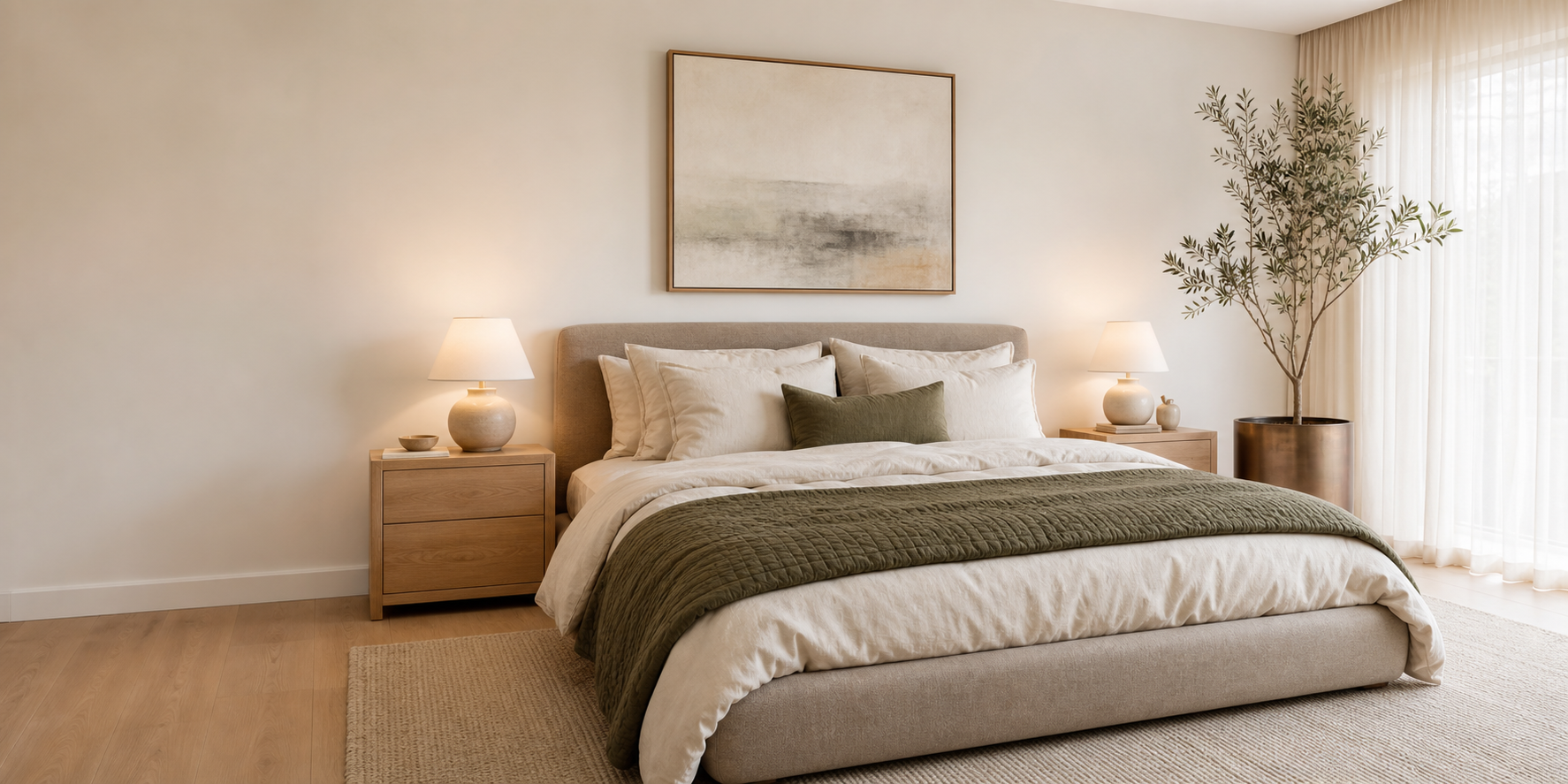 Warm custom-designed bedroom
