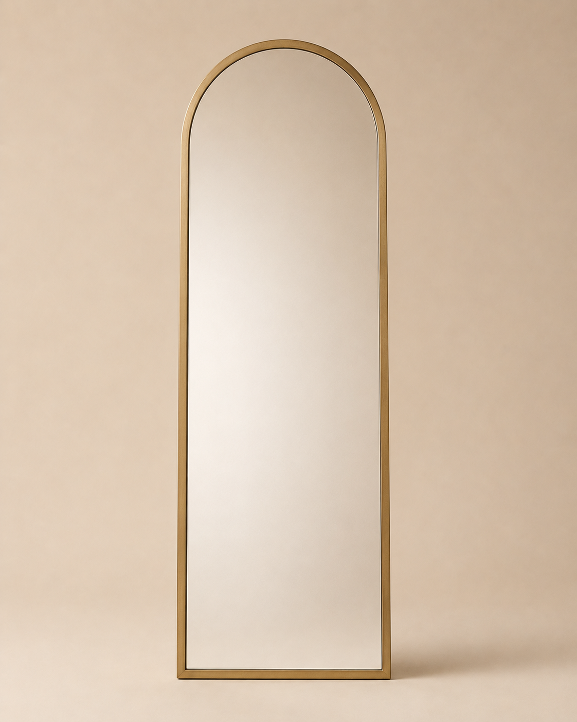 Arched Brass Floor Mirror